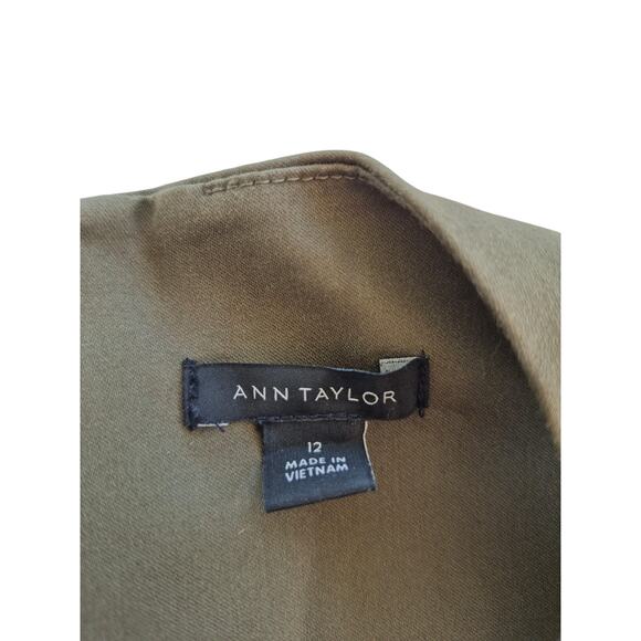Ann Taylor Dress Size 12 Sleeveless Sheath Olive Green Office Siren Classic - Picture 3 of 9